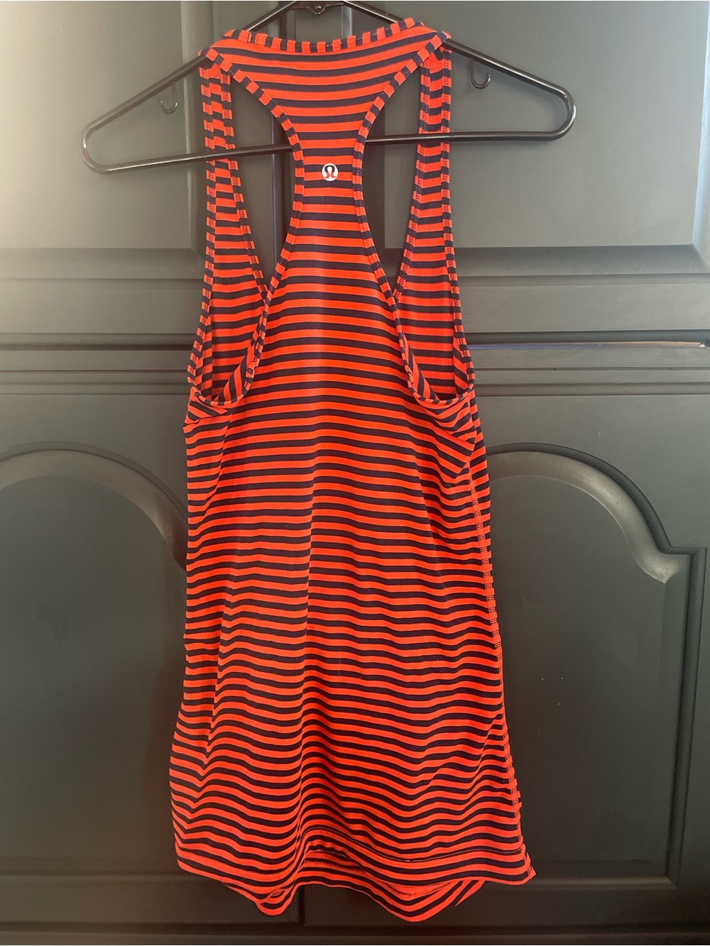 lululemon athletica Orange and Black Striped Racerback Tank